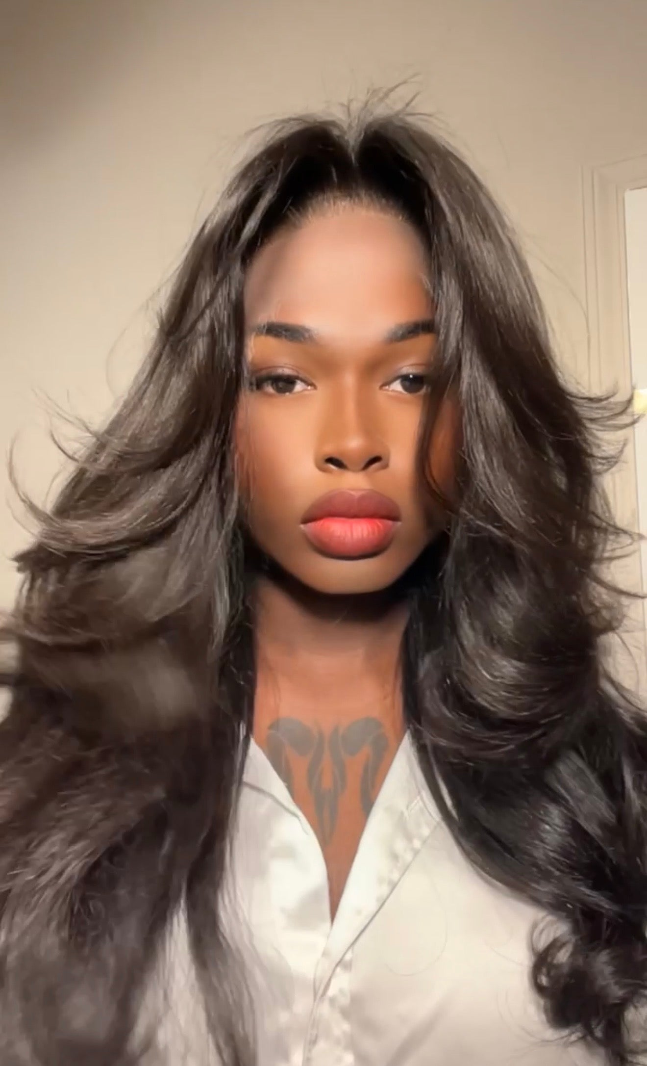 Blow-dried with a round brush only. No flat iron. No curling iron. Just raw Indian temple hair showing its natural body, bounce, and effortless movement 